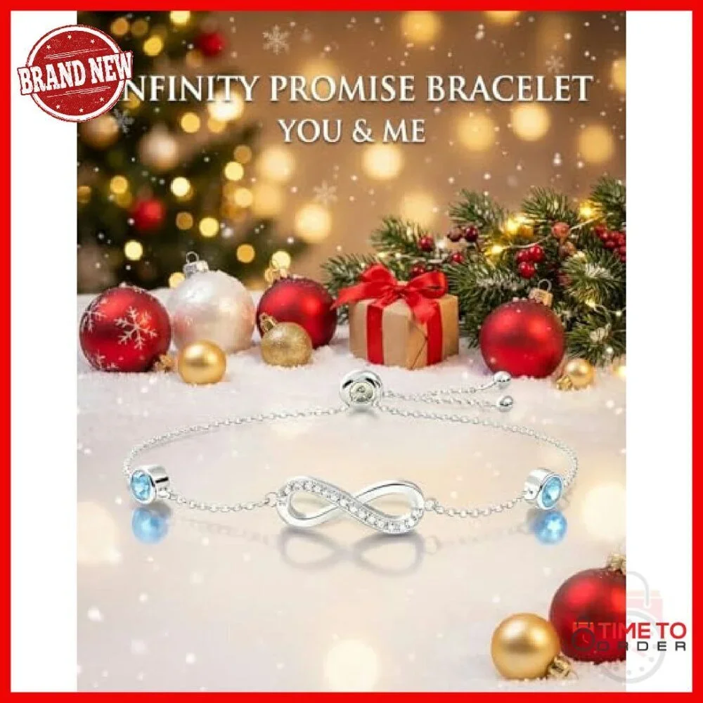 Sterling Silver Infinity Birthstone Bracelet Adjustable Slide Clasp